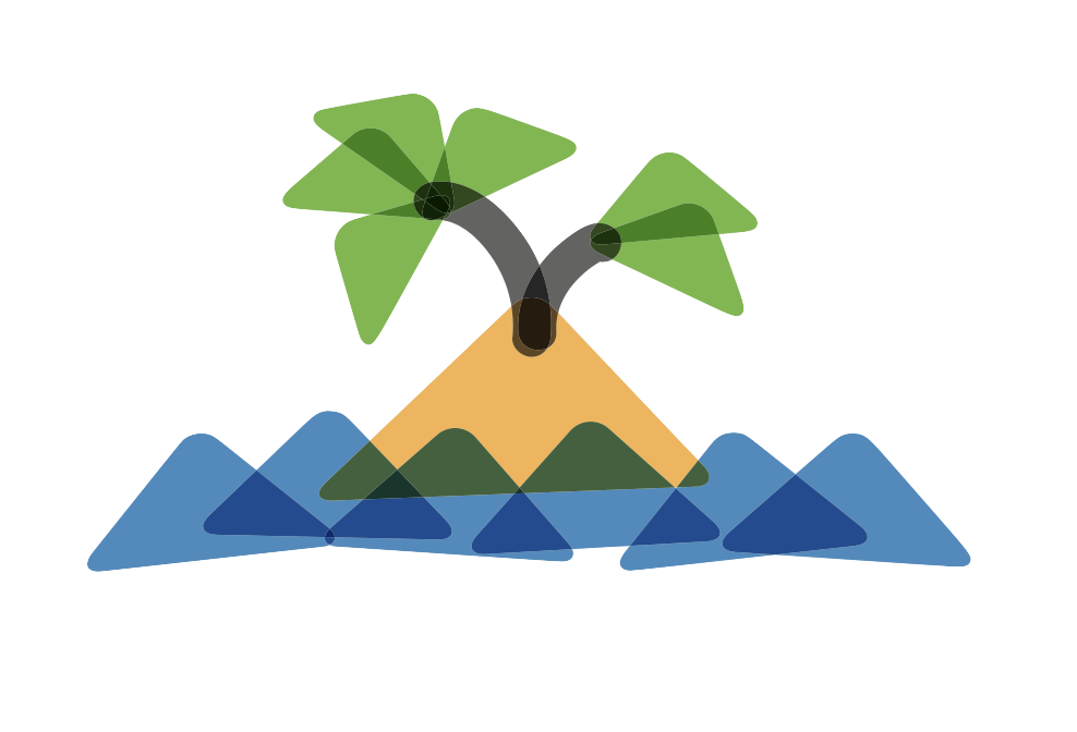 Petite plage illustrée aux couleurs du Collectif PLAY
